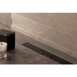 Tuš kanalica CONFLUO FRAMELESS LINE 650mm BLACK GLASS CRNO KALJENO STAKLO