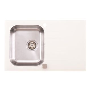 Sudoper bijelo kaljeno staklo ONYX s rupom PRAVOKUTNI 80x50x18cm s pop-up sifonom 90mm